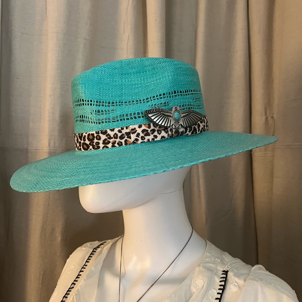 Charlie 1 Horse Turquoise Straw Hat- Large